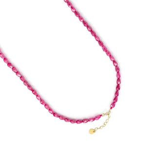 Collar de Circonita Rubí acabado en oro amarillo de 18k - Doomtil-ROSA