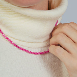 Collar de Circonita Rubí acabado en oro amarillo de 18k - Doomtil-ROSA