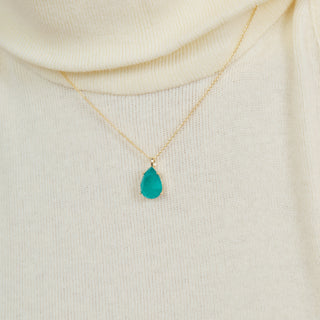Collar de Cuarzo Hidrotermal Verde Paraiba acabado en oro amarillo de 18k - Chirat-VERDE