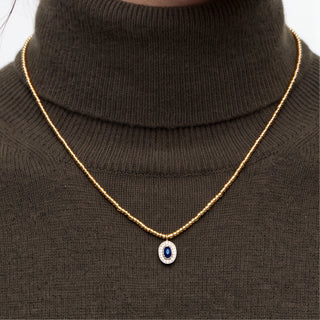 Collar de Circonita Zafiro acabado en oro amarillo de 18k - Sahspu-AZUL