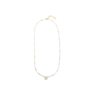 Collar de Cristal de Roca y Madreperla acabado en oro amarillo de 18k - Tasass-BLANCO
