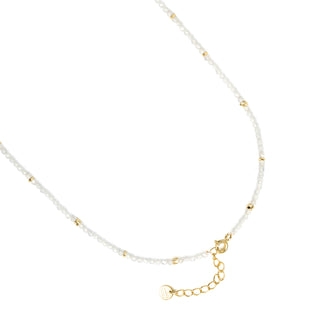 Collar de Cristal de Roca y Madreperla acabado en oro amarillo de 18k - Tasass-BLANCO