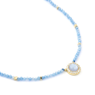 Collar de Doblete Azul Ch acabado en oro amarillo de 18k - Tasass-AZUL