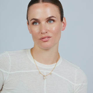 Collar de Circonita Brillante acabado en oro amarillo de 18k - Dur-BLANCO