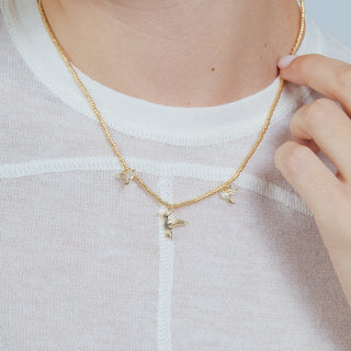 Collar de Circonita Brillante acabado en oro amarillo de 18k - Dur-BLANCO