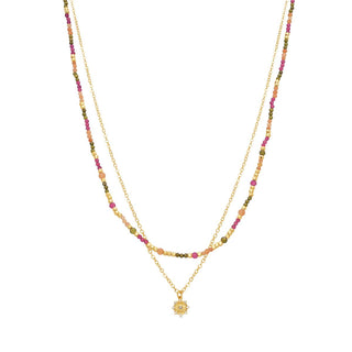 Collar de Cristal Multicolor acabado en oro amarillo de 18k - Comeda-MULTICOLOR