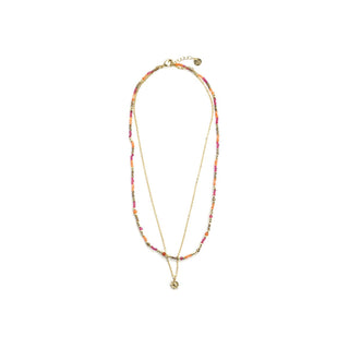 Collar de Cristal Multicolor acabado en oro amarillo de 18k - Comeda-MULTICOLOR