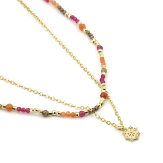 Collar de Cristal Multicolor acabado en oro amarillo de 18k - Comeda-MULTICOLOR