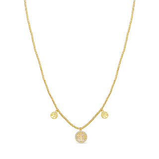 Collar de Circonita Brillante acabado en oro amarillo de 18k - Arbol Vida-BLANCO