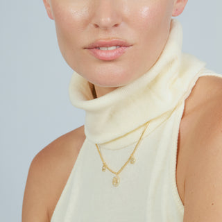Collar de Circonita Brillante acabado en oro amarillo de 18k - Arbol Vida-BLANCO