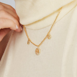 Collar de Circonita Brillante acabado en oro amarillo de 18k - Arbol Vida-BLANCO