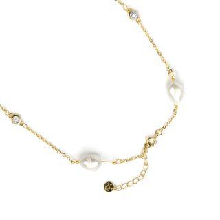 Collar de Perla Blanca acabado en oro amarillo de 18k - Micnoch-BLANCO