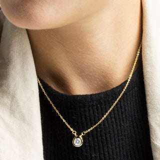 Collar de Circonita Brillante acabado en oro amarillo 18K - Ceol-blanco