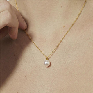 Collar de Perla Blanca acabado en oro amarillo de 18k - Talori-Dorado