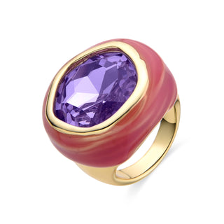 Anillo de Cristal Morado acabado en oro amarillo 18K - Mantis-morado