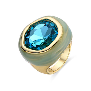 Anillo de Cristal Verde acabado en oro amarillo 18K - Mantis-verde