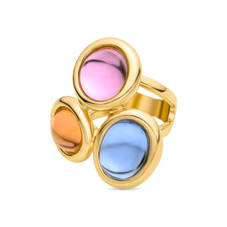 Anillo de Cristal Multicolor acabado en oro amarillo 18K - Longki-multicolor