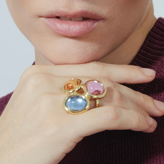 Anillo de Cristal Multicolor acabado en oro amarillo 18K - Longki-multicolor