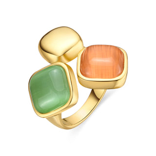 Anillo con Ojo de Gato Multicolor acabado oro 18k - Shureo