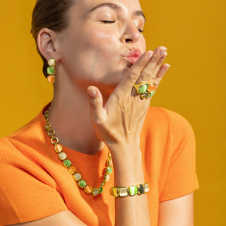 Anillo con Ojo de Gato Multicolor acabado oro 18k - Shureo