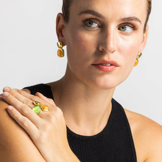 Anillo con Ojo de Gato Multicolor acabado oro 18k - Shureo