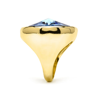 Anillo acabado oro amarillo de 18k y Cristal Azul - Cuako-azul