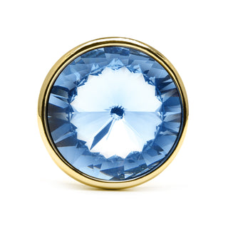 Anillo acabado oro amarillo de 18k y Cristal Azul - Cuako-azul