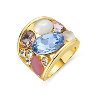 Anillo acabado oro amarillo de 18k y Cristal Multicolor - Sionu-multicolor