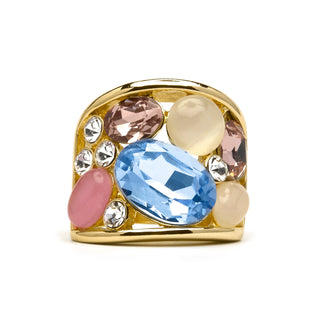 Anillo acabado oro amarillo de 18k y Cristal Multicolor - Sionu-multicolor
