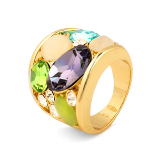 Anillo de Cuarzo Hidrotermal Multicolor acabado en oro amarillo de 18k - Ferio-amarillo