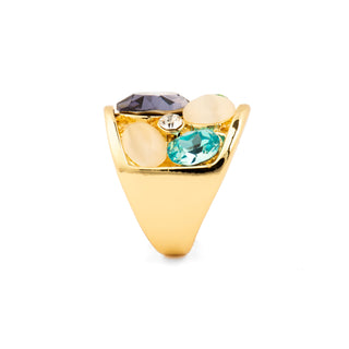 Anillo de Cuarzo Hidrotermal Multicolor acabado en oro amarillo de 18k - Ferio-amarillo