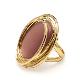 Anillo de Ojo de Gato Marron acabado en oro amarillo de 18k - Tijahu-amarillo