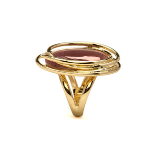 Anillo de Ojo de Gato Marron acabado en oro amarillo de 18k - Tijahu-amarillo