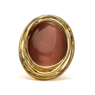 Anillo de Ojo de Gato Marron acabado en oro amarillo de 18k - Tijahu-amarillo