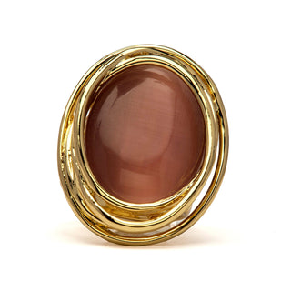Anillo de Ojo de Gato Marron acabado en oro amarillo de 18k - Tijahu-amarillo