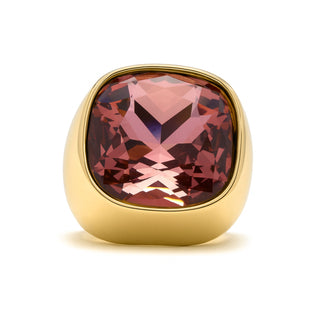 Anillo de Circonita Marrón acabado en oro amarillo 18k - Ashan-marron