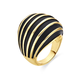 Anillo de Lacado Negro acabado en oro amarillo de 18k - Belin-blanco