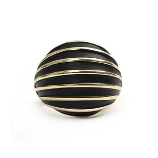 Anillo de Lacado Negro acabado en oro amarillo de 18k - Belin-blanco