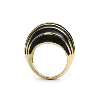 Anillo de Lacado Negro acabado en oro amarillo de 18k - Belin-blanco