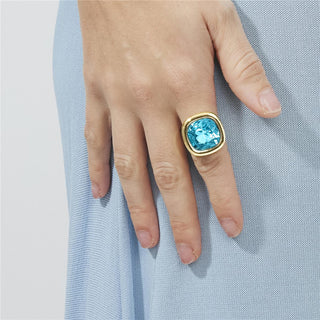 Anillo acabado oro amarillo 18k - Kibuki-azul