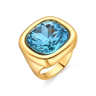 Anillo acabado oro amarillo 18k - Kibuki-azul