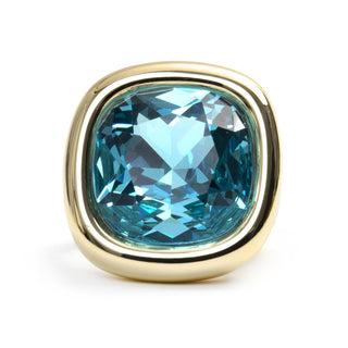 Anillo acabado oro amarillo 18k - Kibuki-azul