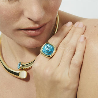 Anillo acabado oro amarillo 18k - Kibuki-azul