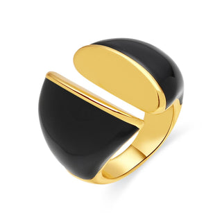 Anillo de Lacado Negro acabado en oro amarillo de 18k - Uap-NEGRO