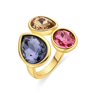 Anillo de Cristal Multicolor acabado en oro amarillo de 18k - Moodab-MULTICOLOR