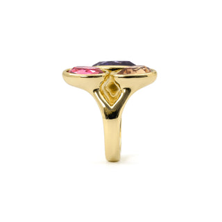 Anillo de Cristal Multicolor acabado en oro amarillo de 18k - Moodab-MULTICOLOR