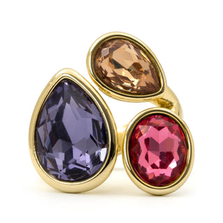 Anillo de Cristal Multicolor acabado en oro amarillo de 18k - Moodab-MULTICOLOR