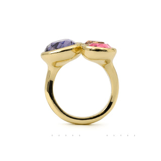 Anillo de Cristal Multicolor acabado en oro amarillo de 18k - Moodab-MULTICOLOR