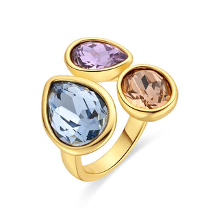 Anillo de Cristal Multicolor acabado en oro amarillo de 18k - Moodab-MULTICOLOR
