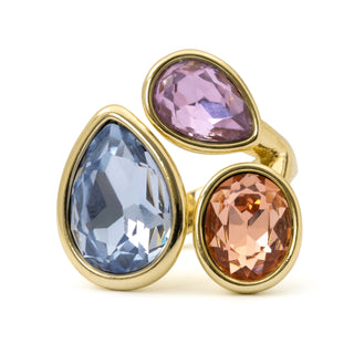 Anillo de Cristal Multicolor acabado en oro amarillo de 18k - Moodab-MULTICOLOR
